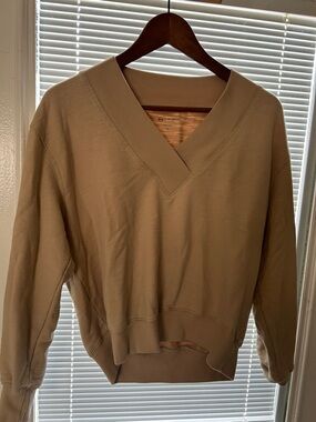 AG Adriano Goldschmied Women's V-Neck Pullover in Beige